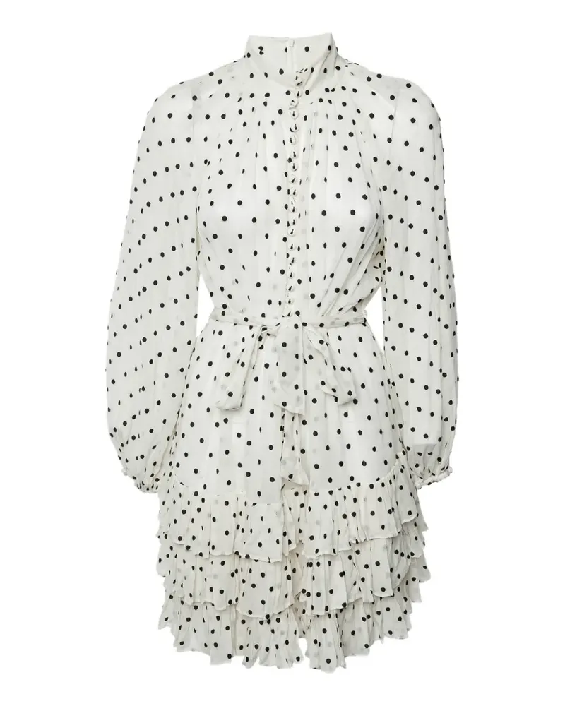 Zimmermann Gestuftes Swiss Dot Minikleid - Weiß Weiß