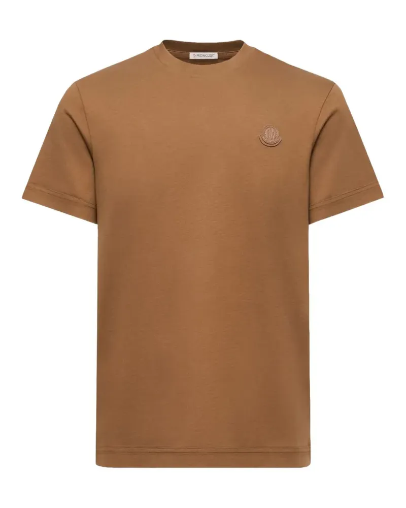 Moncler T-Shirt mit Logo-Patch - Braun Braun