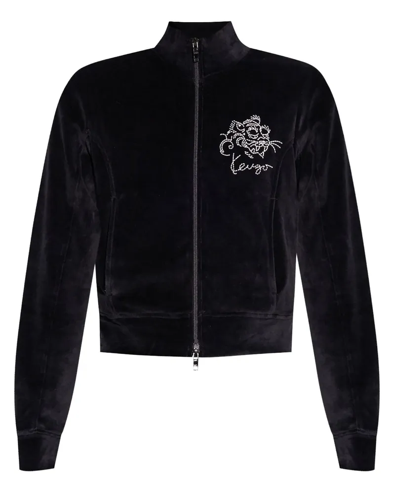 Kenzo Hoodie aus Samt mit Logo-Stickerei - Schwarz Schwarz