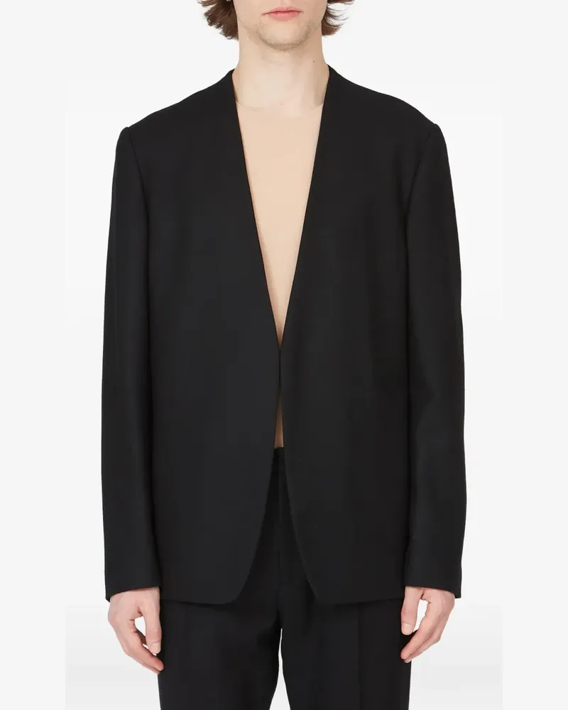 Maison Margiela Kragenlose Signature Jacke mit Ziernähten - Schwarz Schwarz