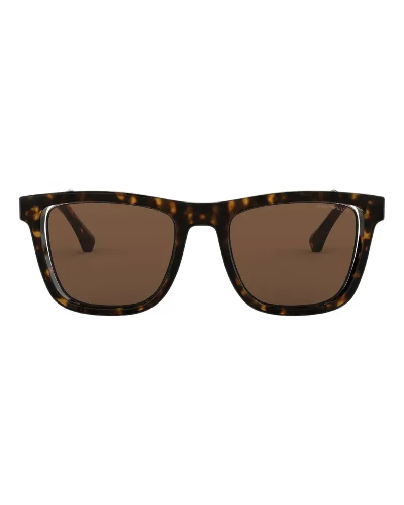 Emporio Armani tortoiseshell-effect rectangle-frame sunglasses - Braun Braun