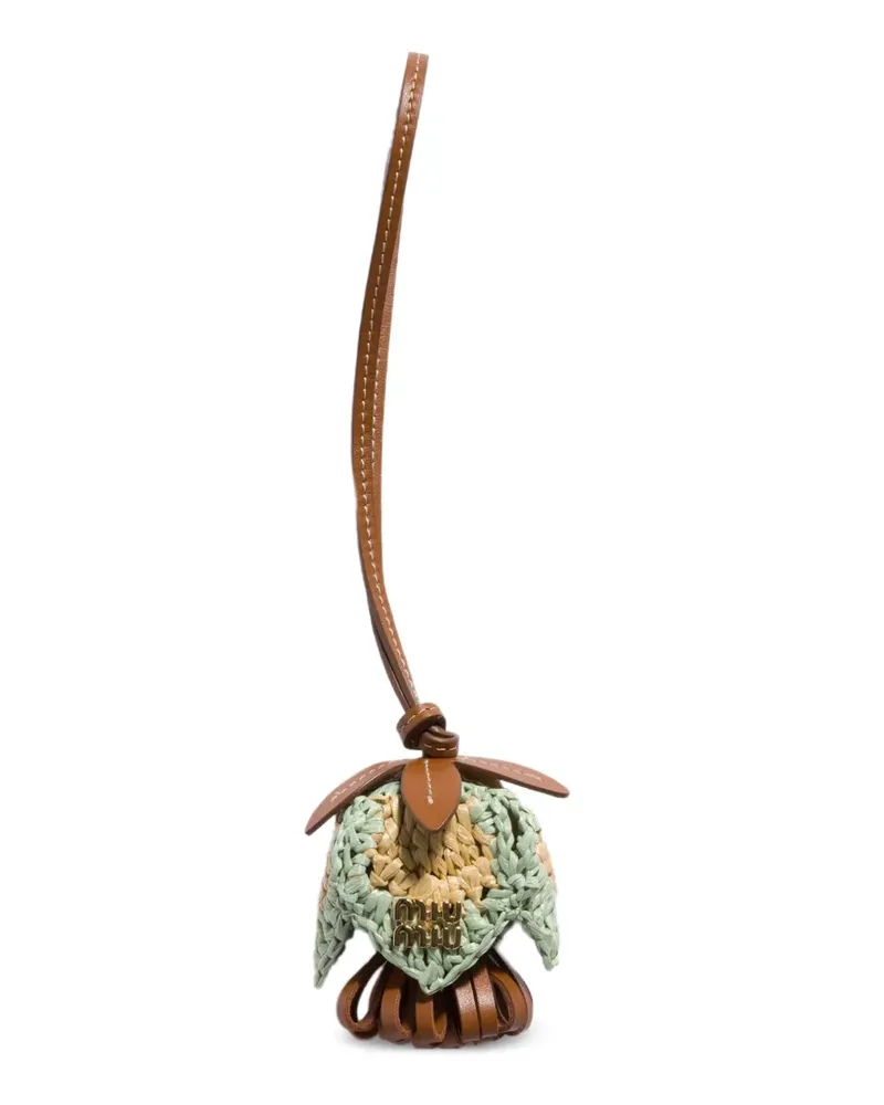 Miu Miu Strick mit Leder- und Raffia-Effekt - Braun Braun