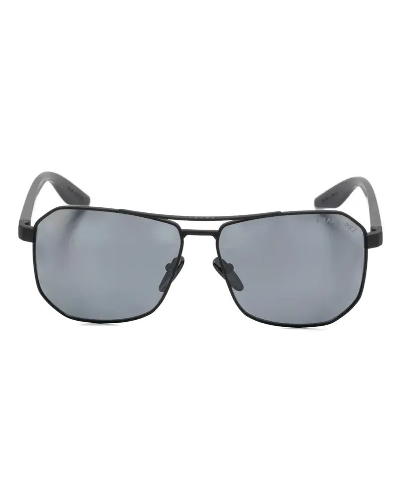Prada Sonnenbrille mit eckigem Gestell - Schwarz Schwarz