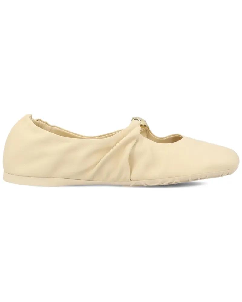 Loewe Pebble Soft Ballerinas mit Falten - Nude Nude