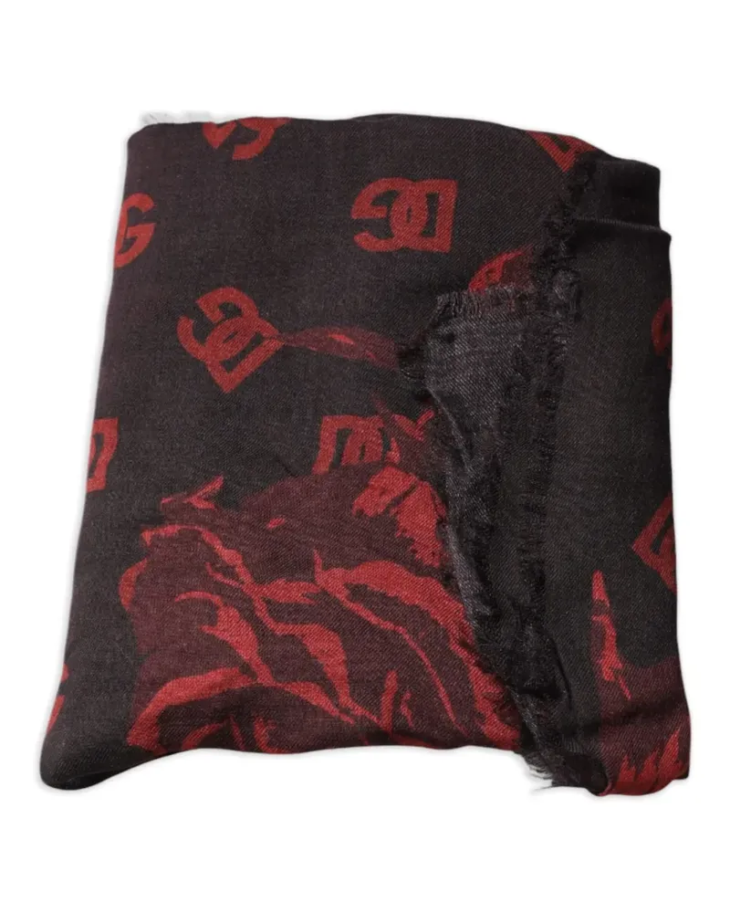 Dolce & Gabbana Schal mit Rosen-Print - Schwarz Schwarz