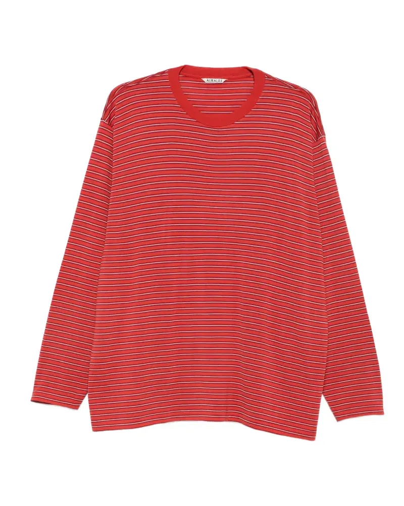 AURALEE Gestreiftes Langarmshirt - Rot Rot
