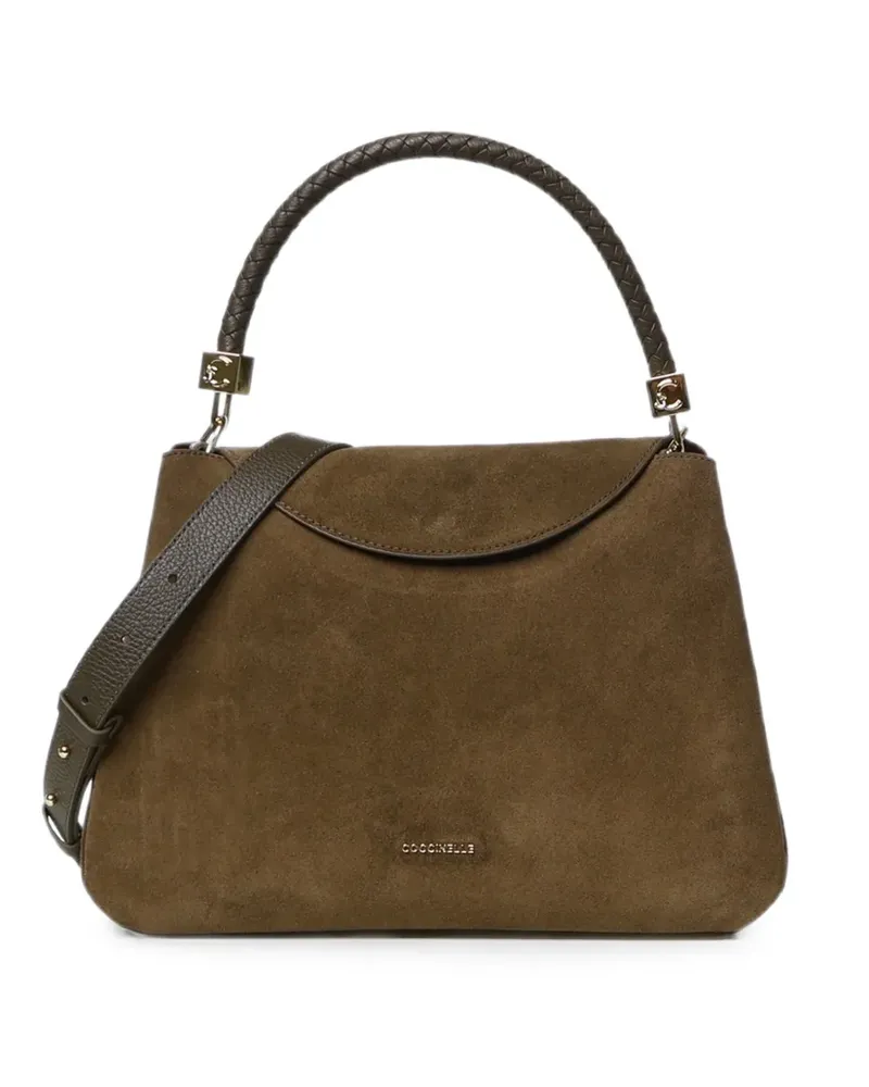 Coccinelle suede braided-handle tote bag - Braun Braun