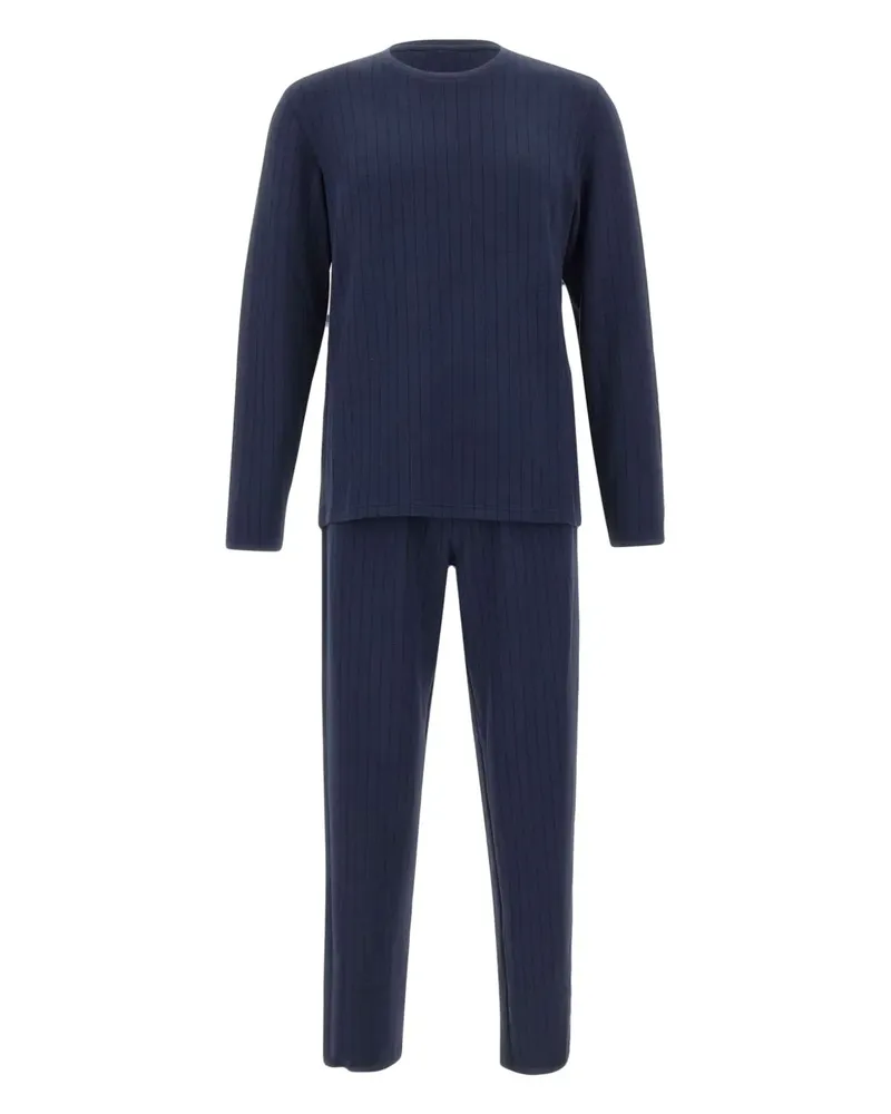 Emporio Armani striped logo pyjama set - Blau Blau