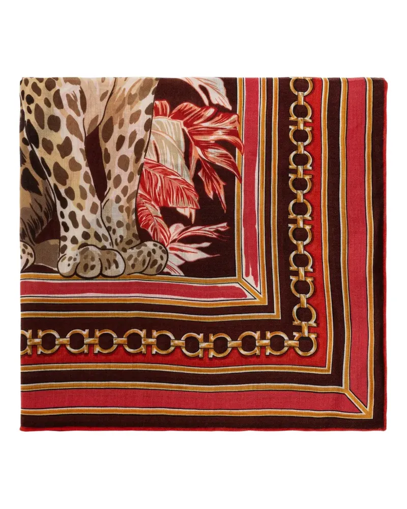 Ferragamo Schal mit Animal-Print - Braun Braun