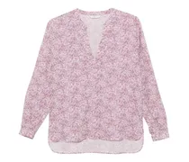 Leinenbluse mit Gürtel - Violett