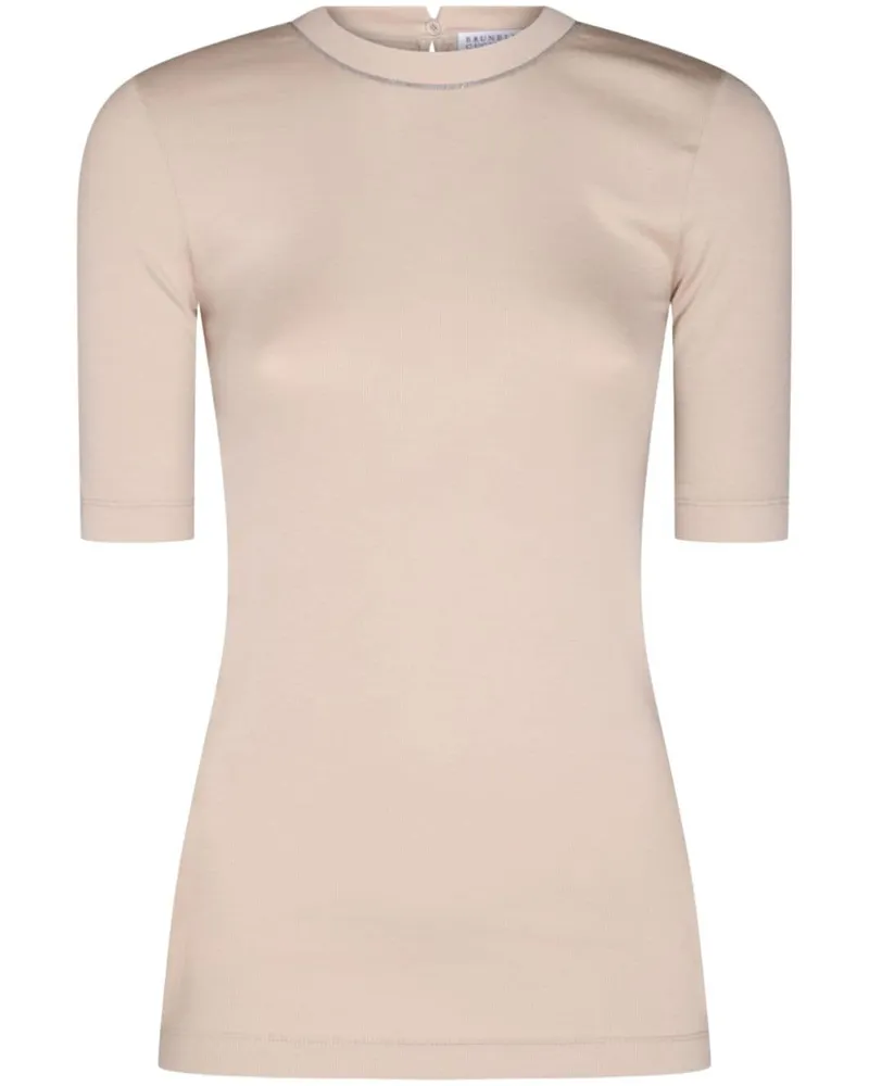 Brunello Cucinelli Verziertes T-Shirt - Nude Nude