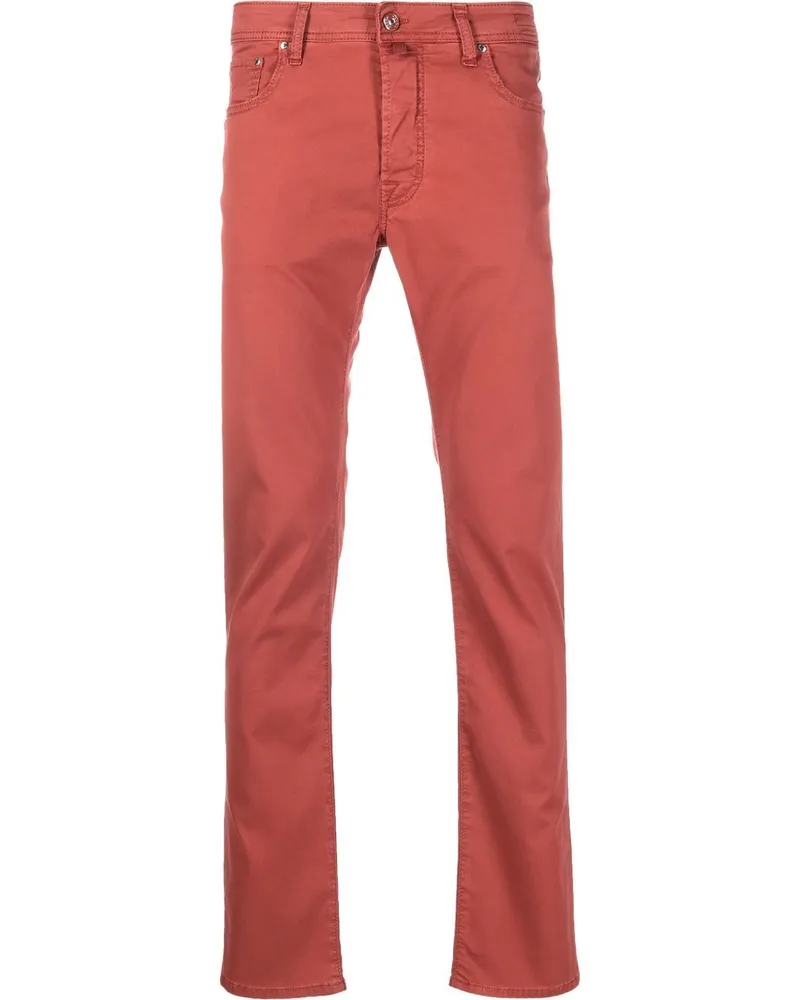 Jacob Cohën Straight-Leg-Jeans mit Einstecktuch - Rot Rot