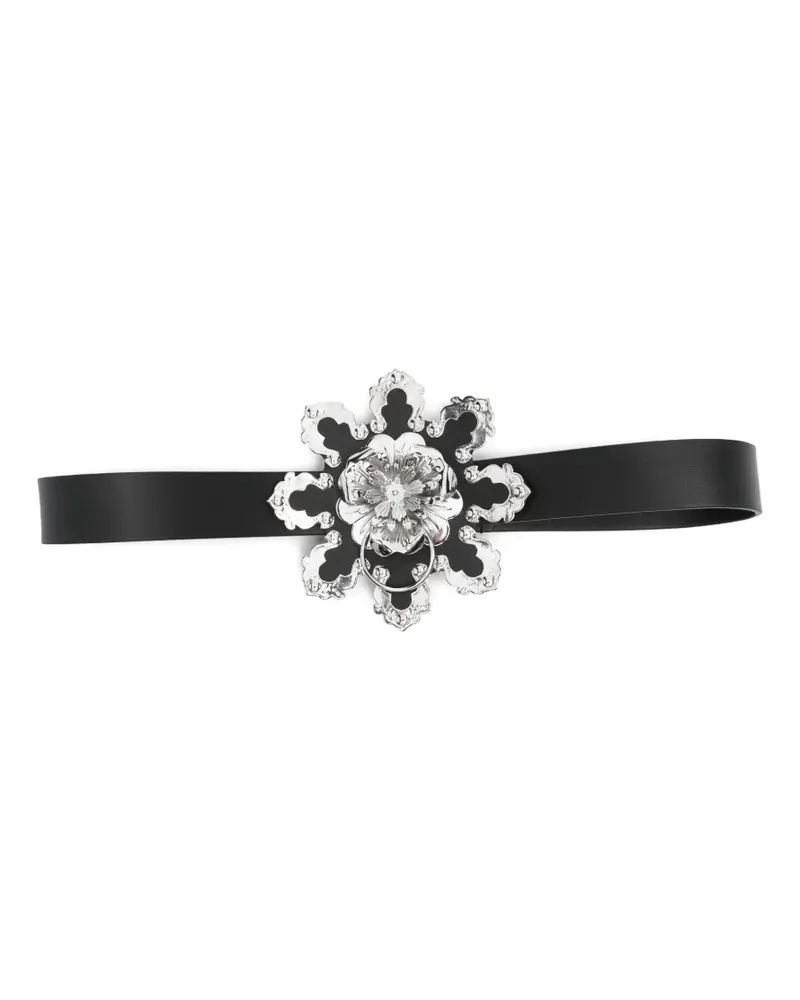 Blumarine Gürtel mit Blumenverzierung - Schwarz Schwarz