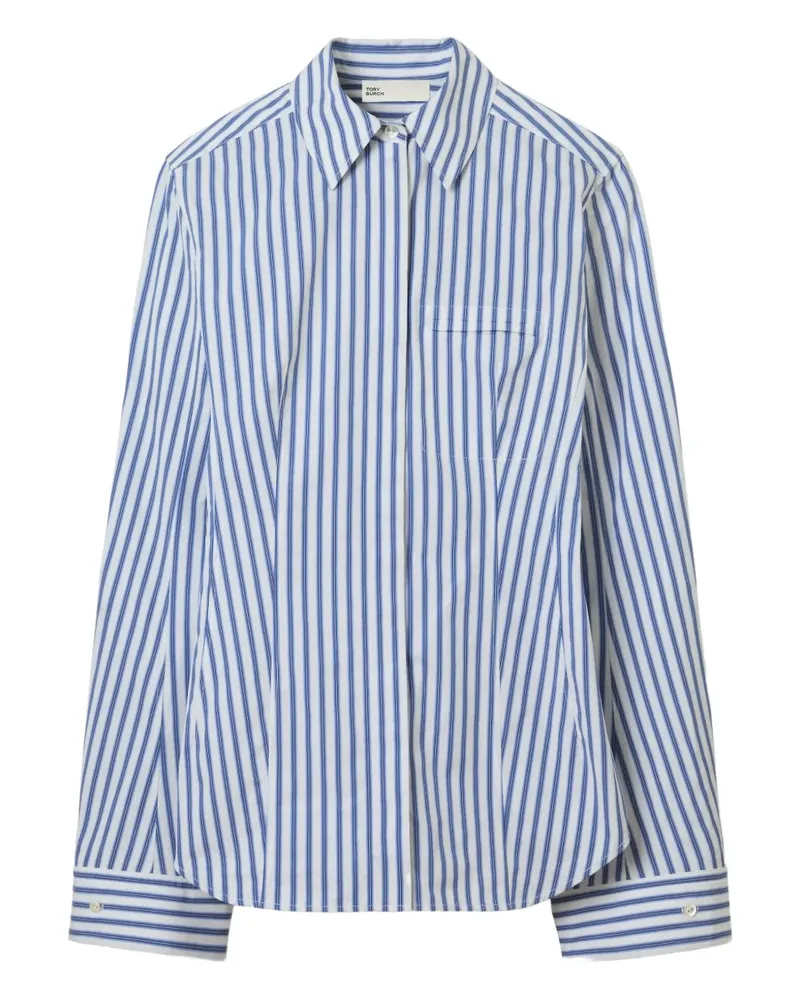 Tory Burch bell-sleeve cotton shirt - Blau Blau