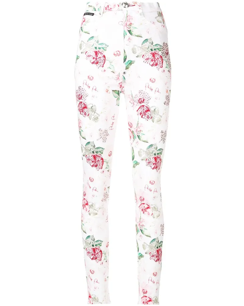 Philipp Plein Jeans mit Rosen-Print - Weiß Weiß