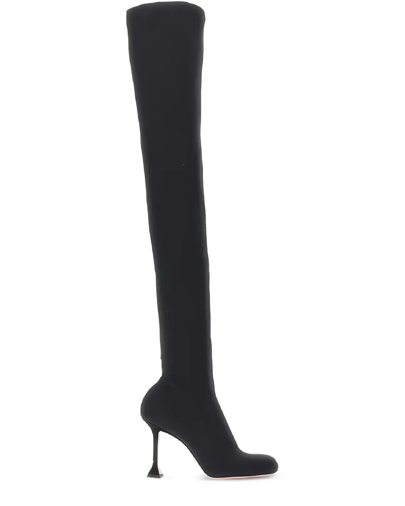 Amina Muaddi Overknee-Stiefel mit Stretch 95mm - Schwarz Schwarz