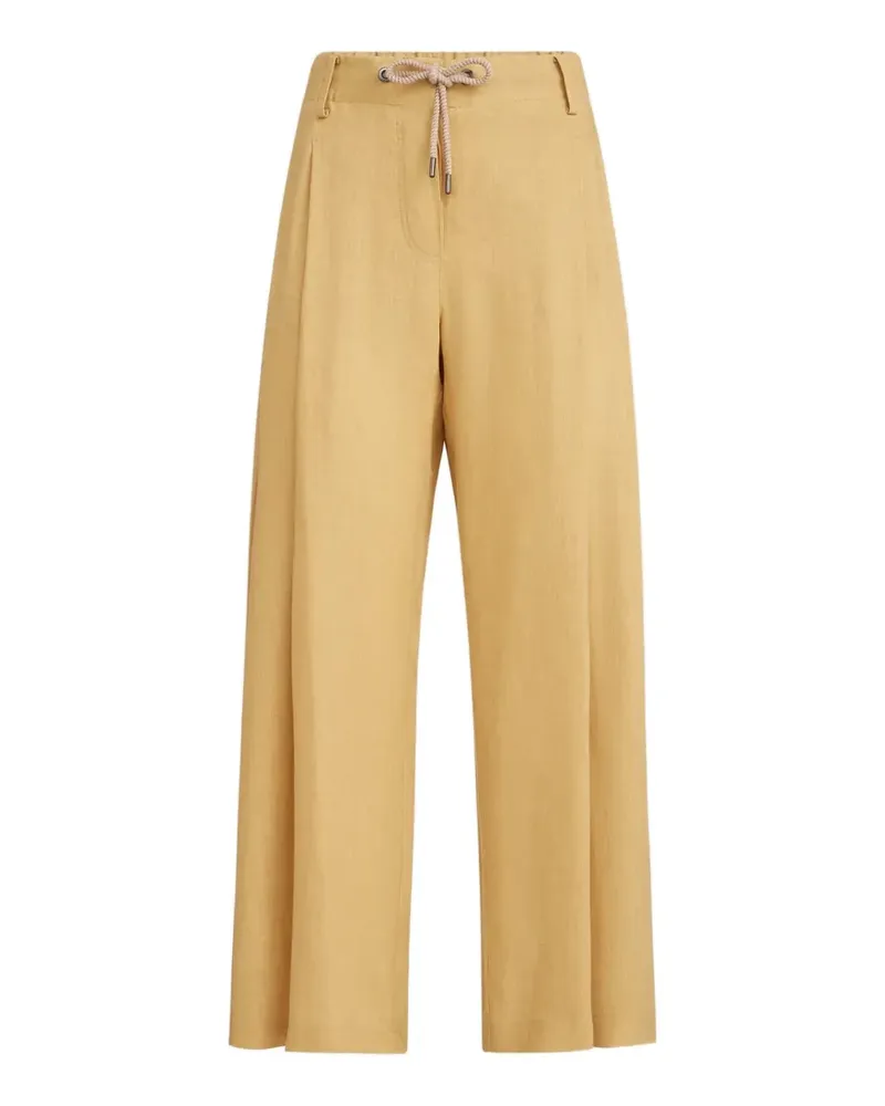 Brunello Cucinelli Leinenhose mit Kordelzug und Monili - Gelb Gelb