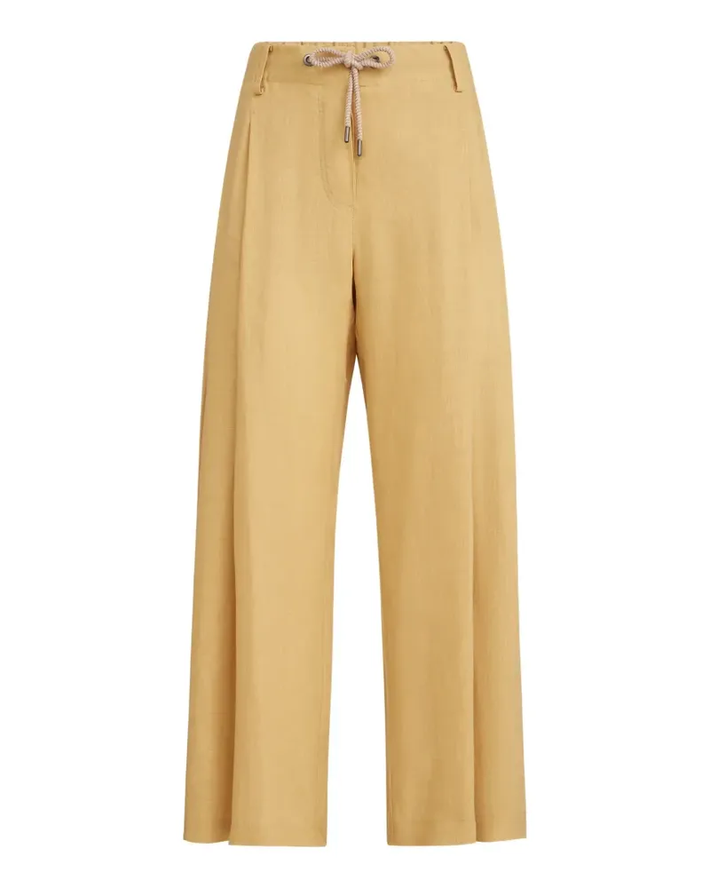 Brunello Cucinelli Leinenhose mit Kordelzug und Monili - Gelb Gelb