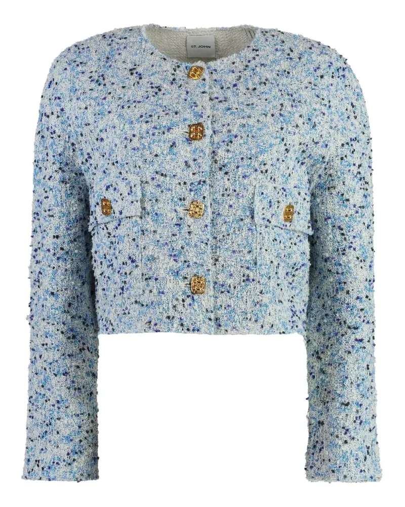 ST. JOHN Cropped-Jacke aus Tweed - Blau Blau