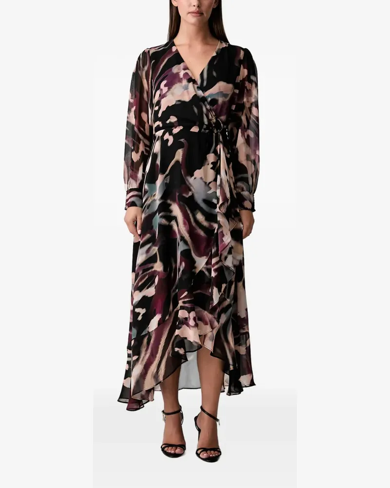 Joseph Ribkoff Wickelkleid mit abstraktem Print - Schwarz Schwarz