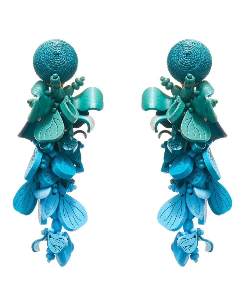 Oscar de la Renta Ohrringe mit Blumenmotiv Blau