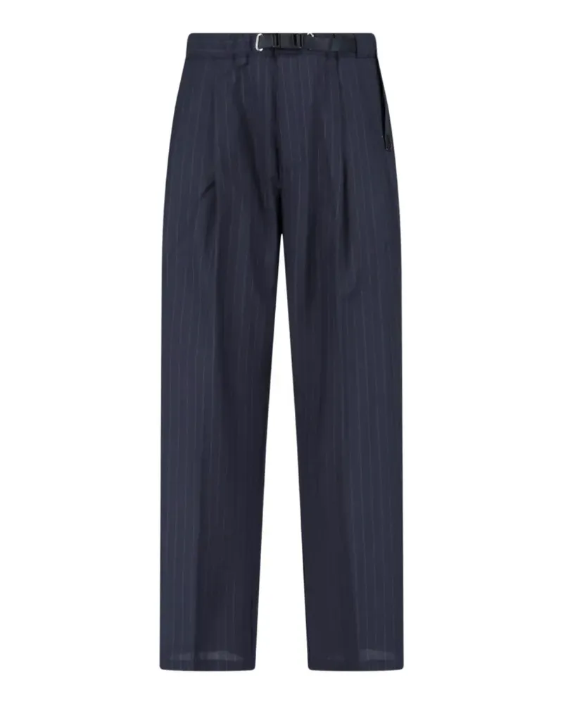 PLAN C pinstripe belted trousers - Blau Blau