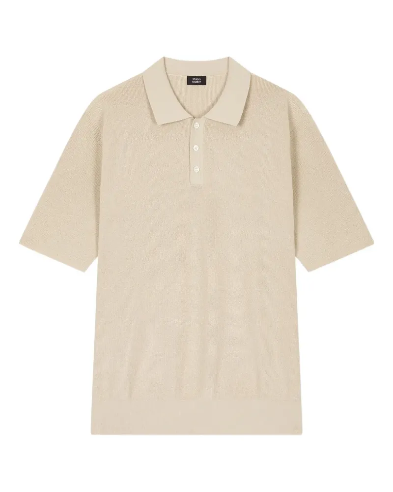 STUDIO TOMBOY Gerippter Pullover mit Poloshirtkragen - Nude Nude