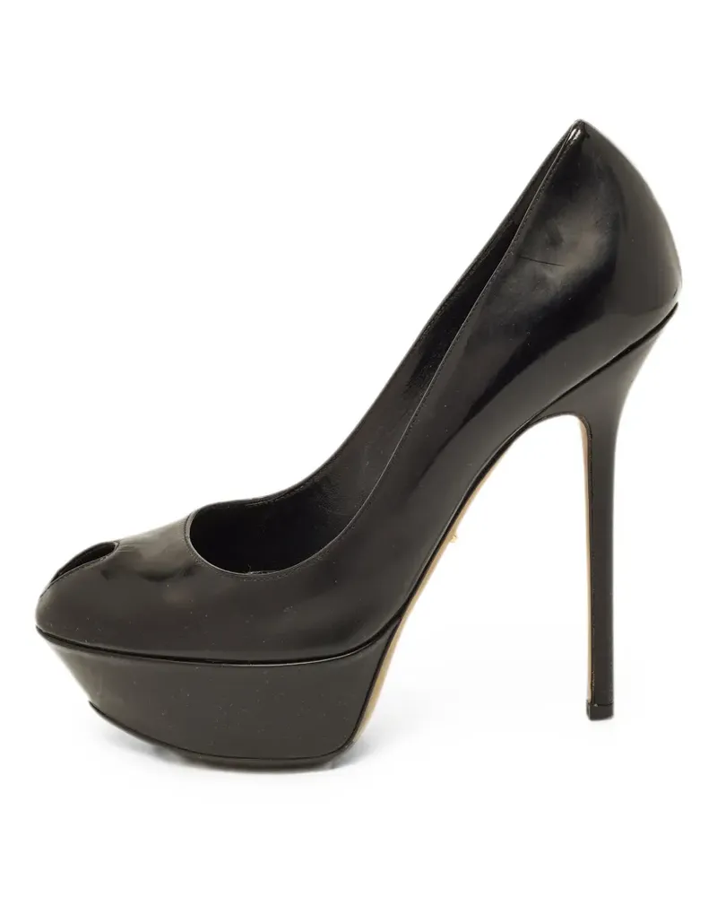 Sergio Rossi patente leather peep-toe heeled pumps - Schwarz Schwarz