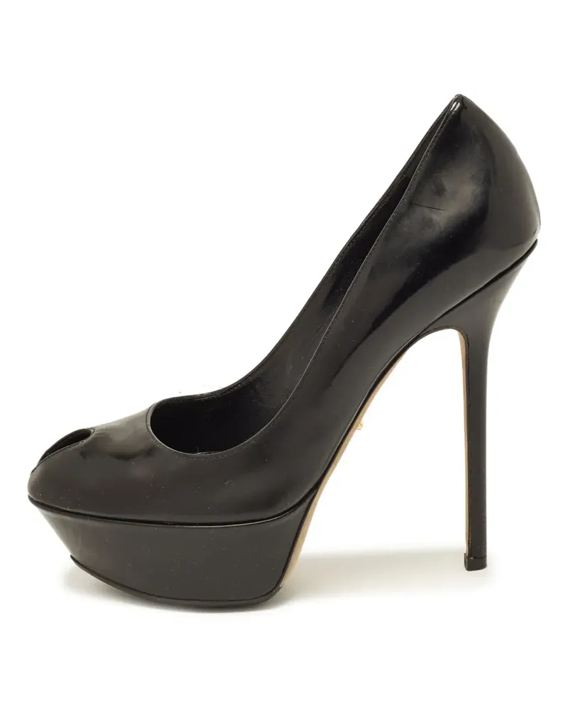Sergio Rossi Peeptoe-Pumps aus Lackleder - Schwarz Schwarz