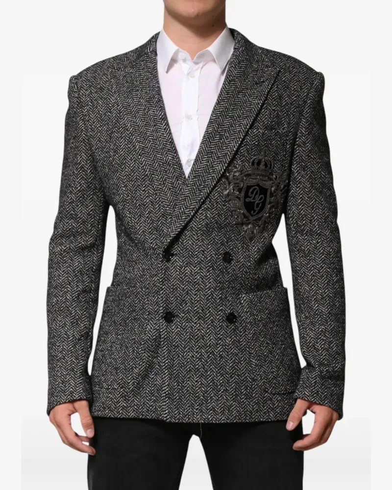 Dolce & Gabbana Sakko mit Fischgrätenmuster - Schwarz Schwarz
