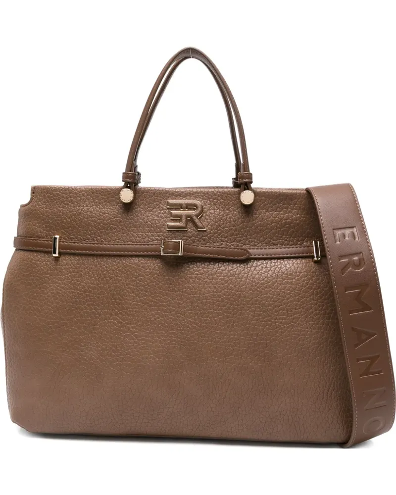 Ermanno Scervino Shopper mit Logo-Schild - Braun Braun