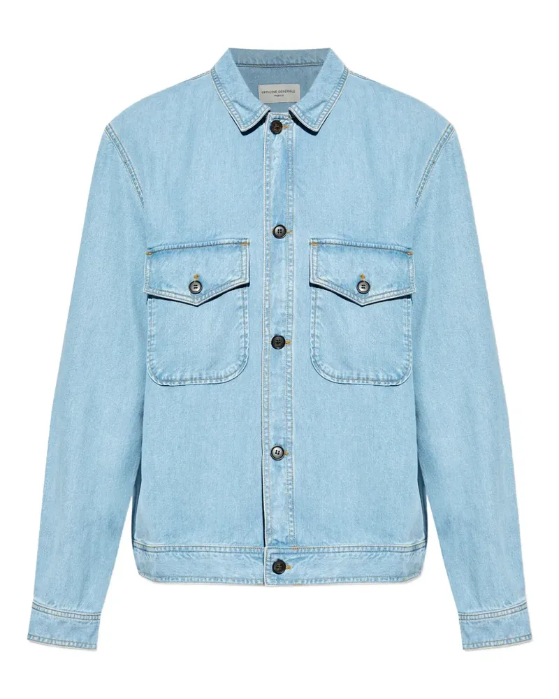 Officine Generale Jeansjacke mit aufgesetzter Tasche - Blau Blau