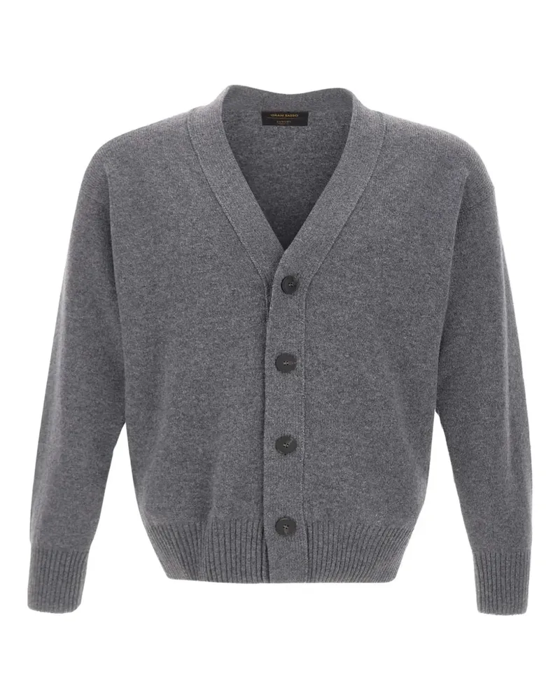 Gran Sasso ribbed-trim V-neck cardigan - Grau Grau