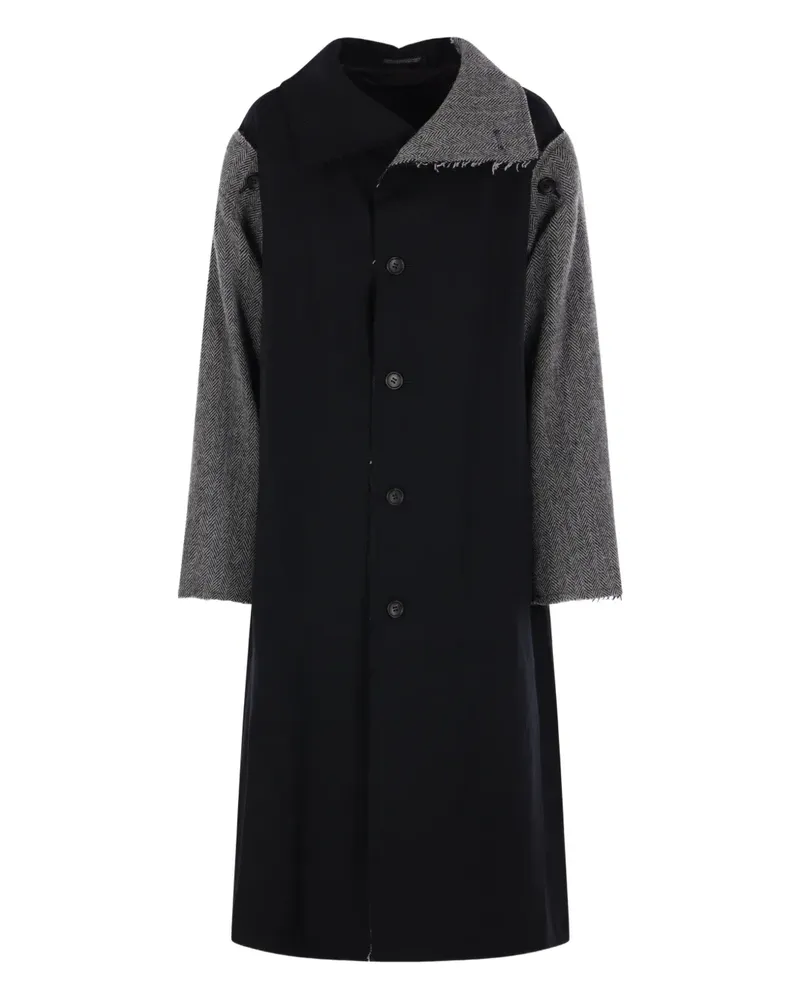 Yohji Yamamoto herringbone buttoned coat - Schwarz Schwarz