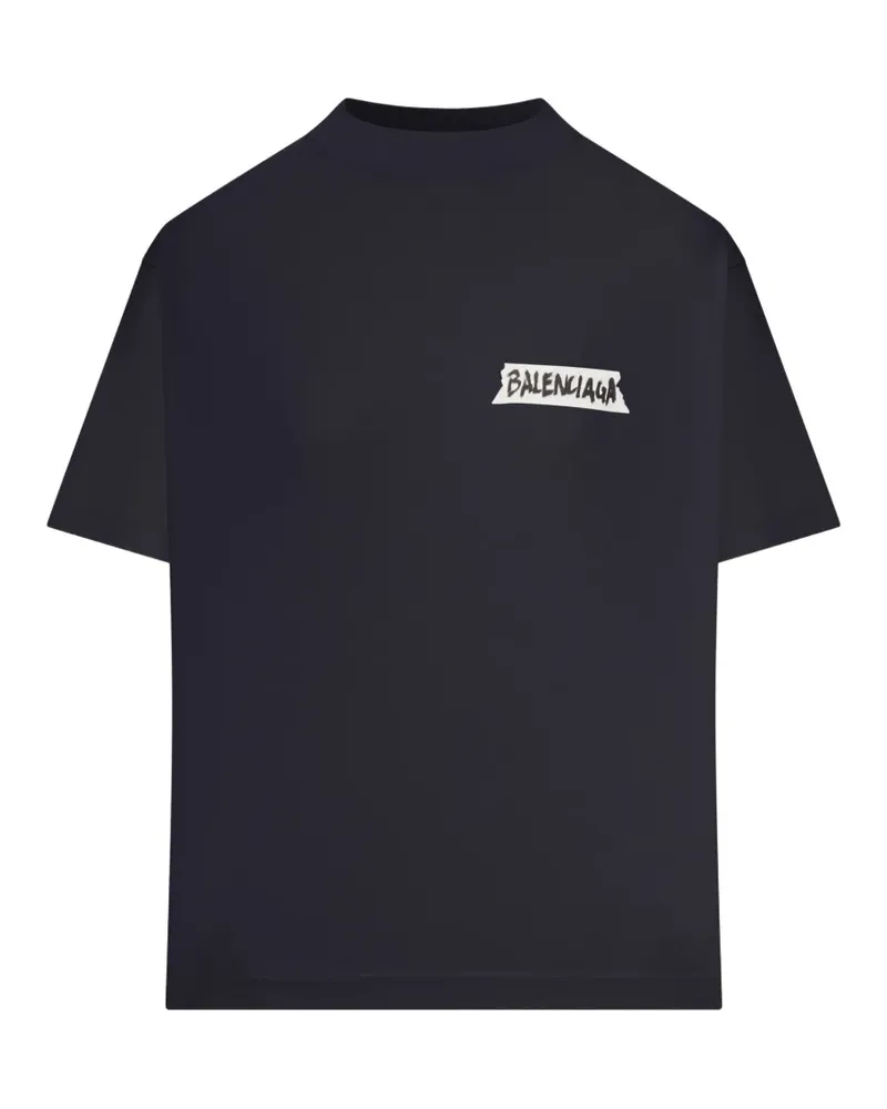 Balenciaga masking tape graphic T-shirt - Blau Blau