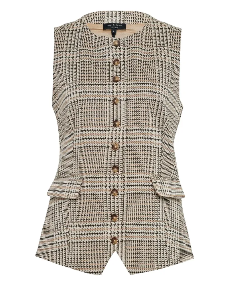 Rag & Bone Irina Ponte check waistcoat - Nude Nude
