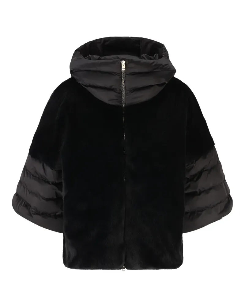 Herno Kapuzenjacke aus Faux Fur - Schwarz Schwarz