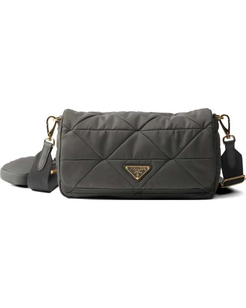 Prada Gesteppte Re-Nylon Schultertasche - Grau Grau