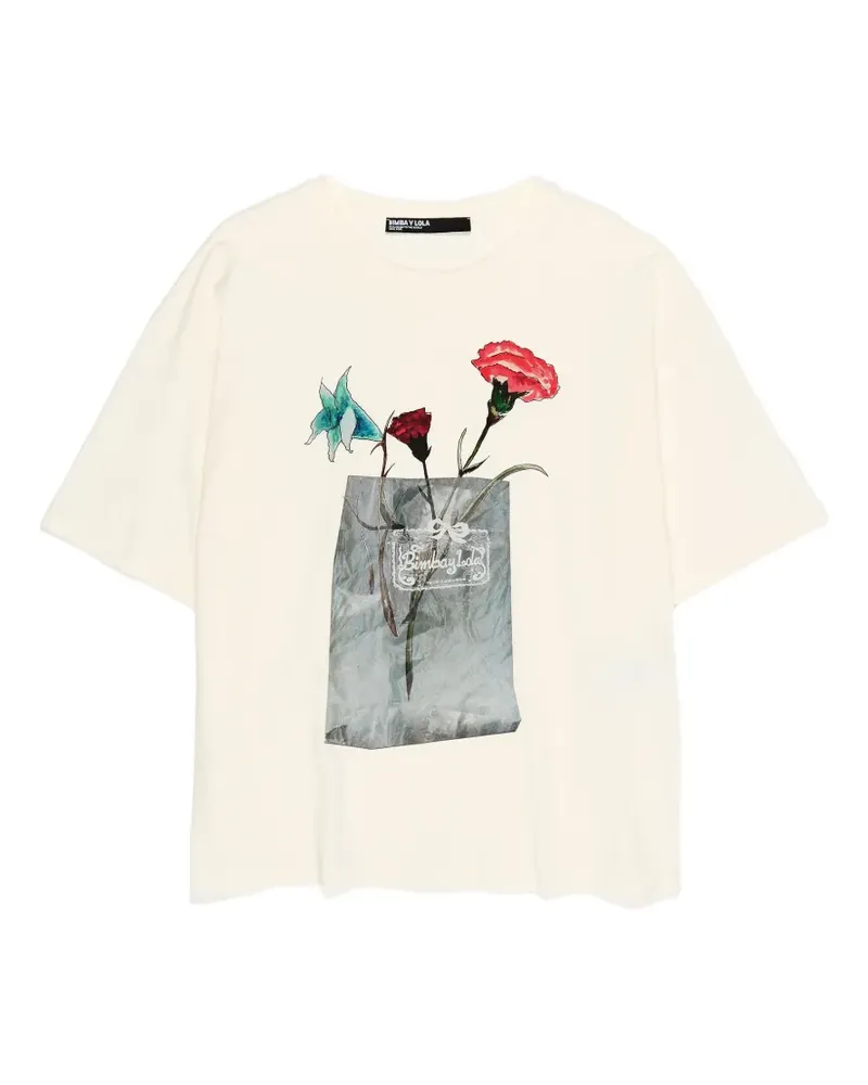 BIMBA Y LOLA T-Shirt mit Blumen-Print - Nude Nude