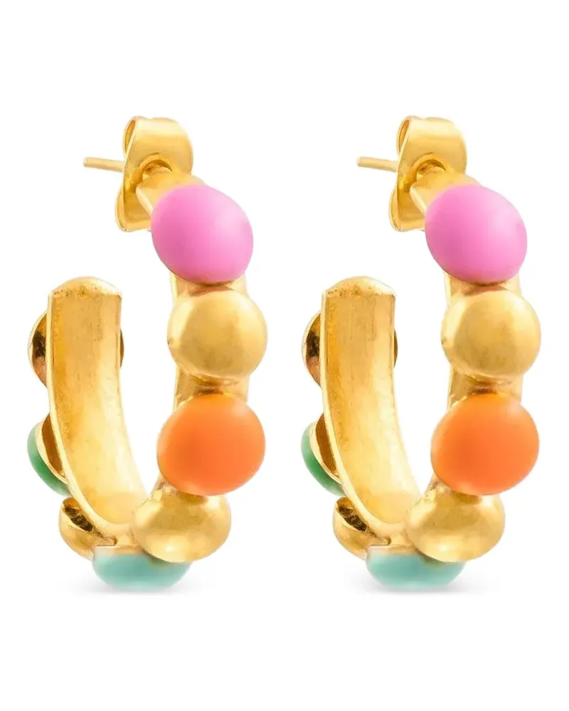 Sylvia Toledano Emaillierte Creolen mit Perlen - Mehrfarbig Mehrfarbig