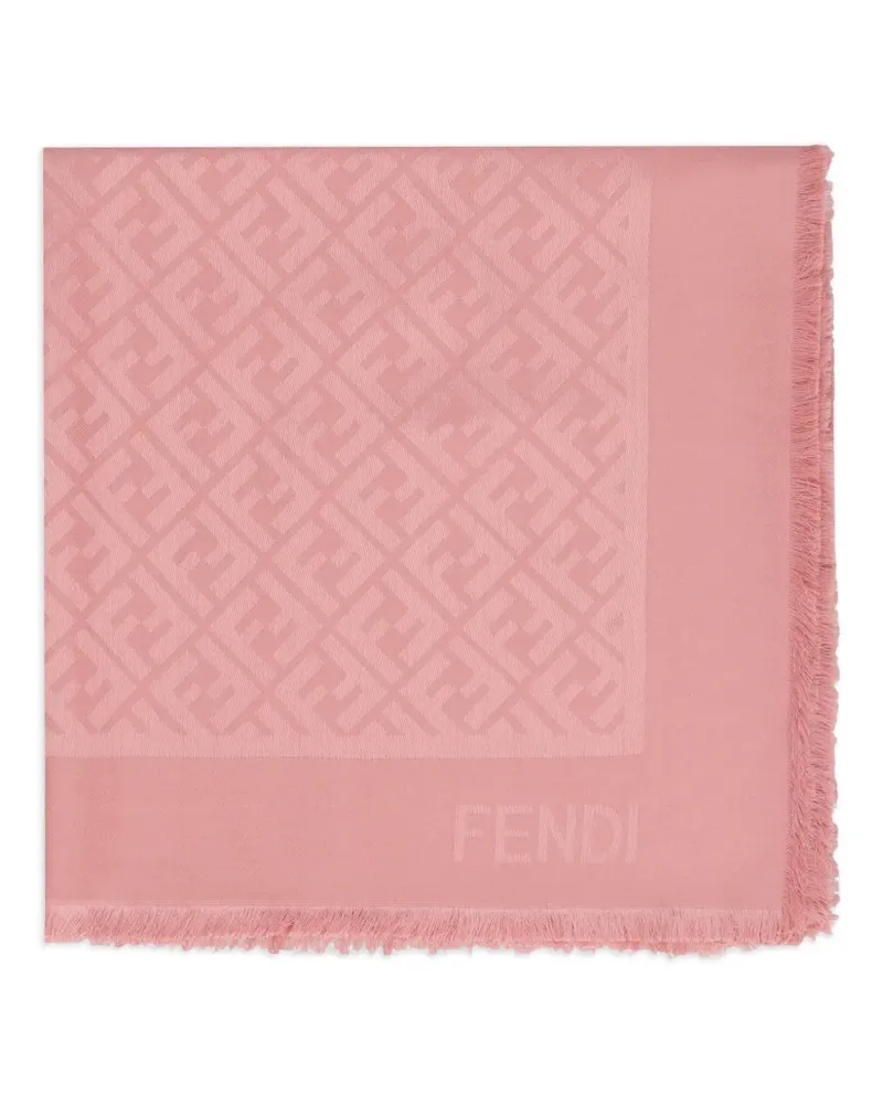 Fendi Ausgefranster Schal mit Logo-Muster - Rosa Rosa