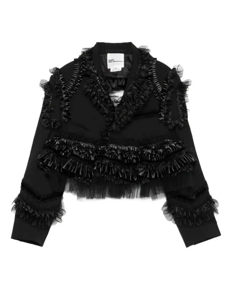 Noir Kei Ninomiya ruffled tulle-trim jacket - Schwarz Schwarz