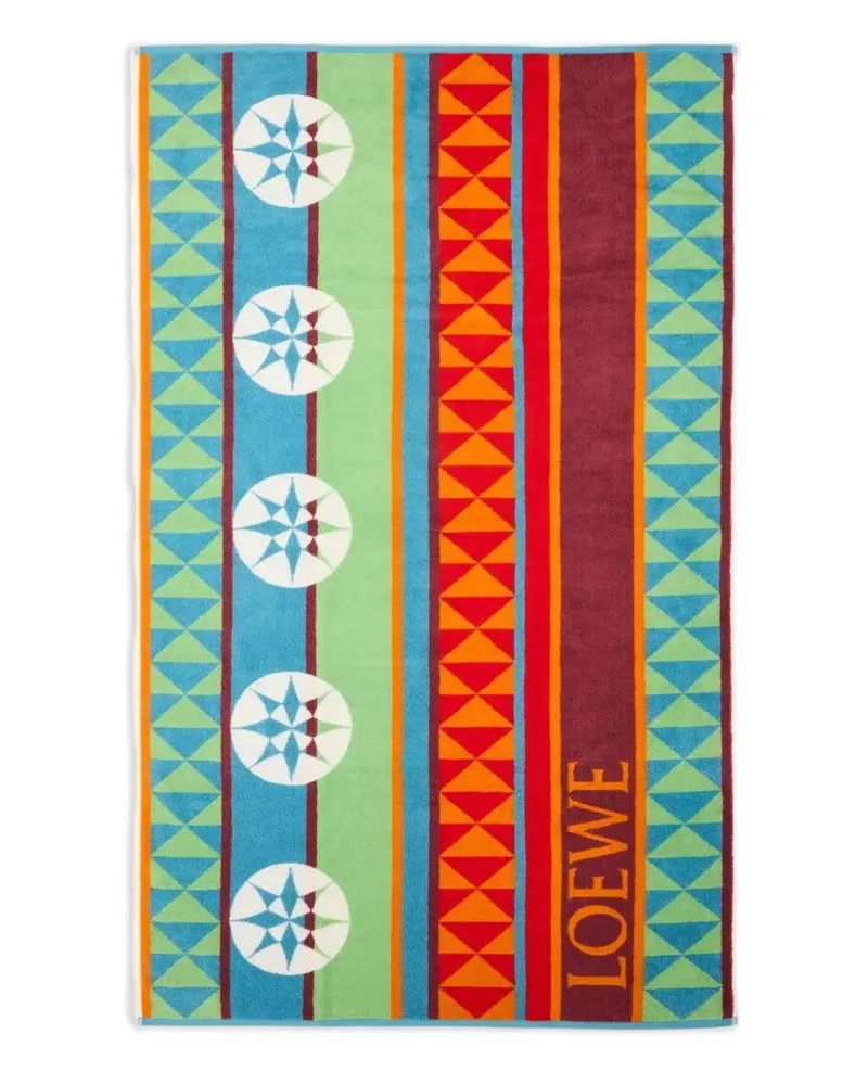 Loewe Geometrisch gemustertes Strandtuch - Grün Grün