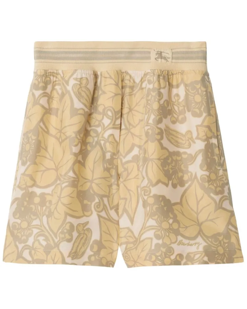 Burberry Seidenshorts mit botanischem Print - Nude Nude