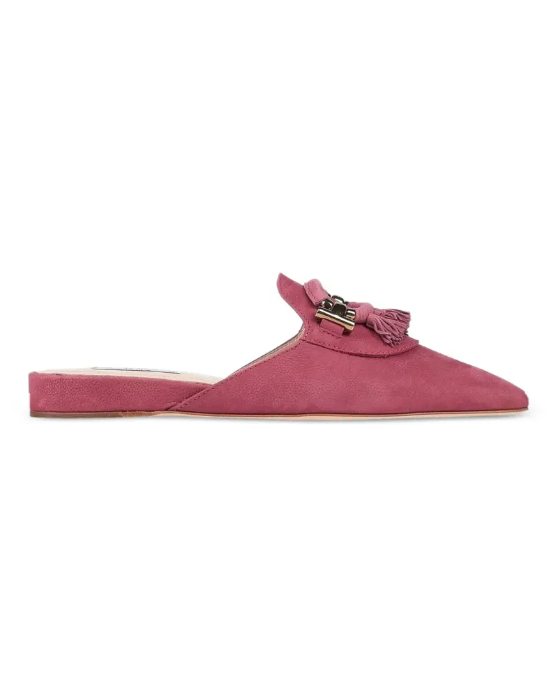 TOD'S Flache Mules aus Wildleder mit T-Ring - Rosa Rosa