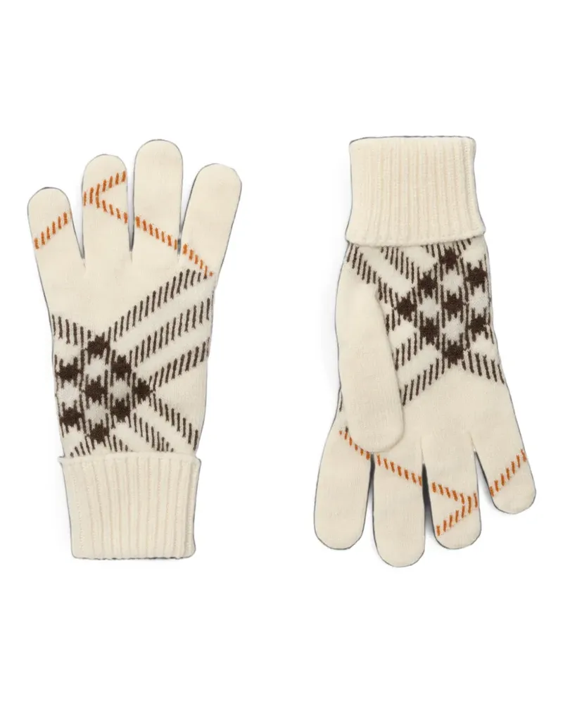 Burberry Check Handschuhe aus Kaschmirgemisch - Nude Nude