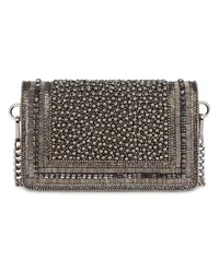 Alberta Ferretti Perlenverzierte Clutch mit Kette Grau