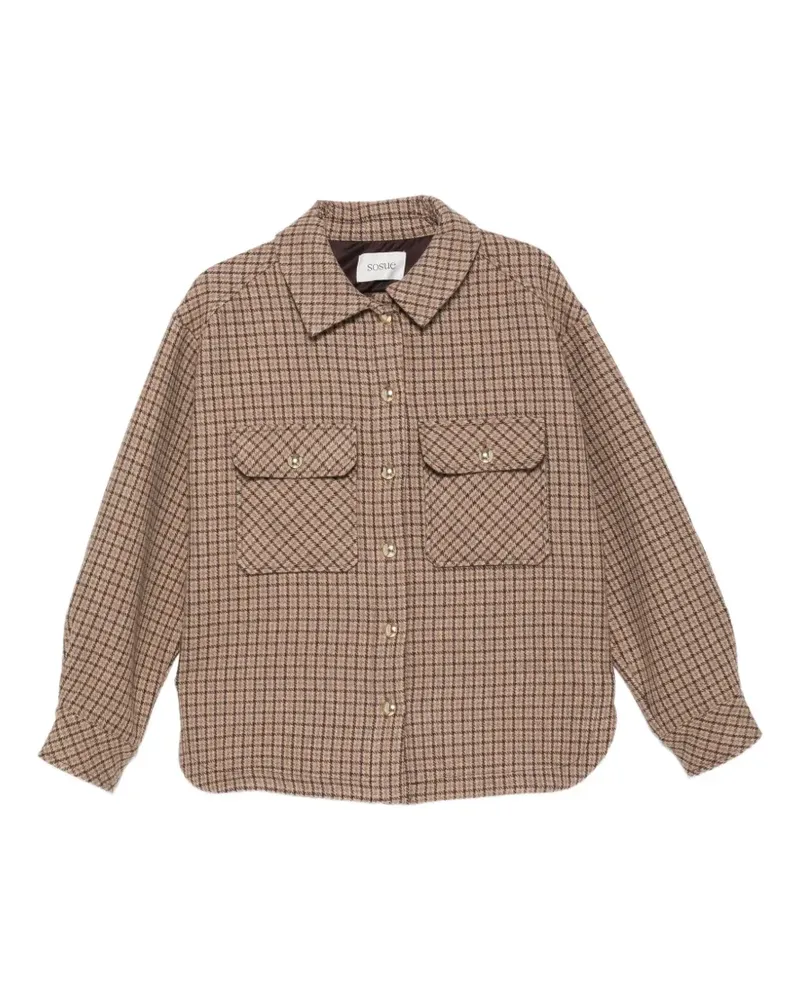 SoSUE Karierte Jacke mit Klappentaschen - Braun Braun