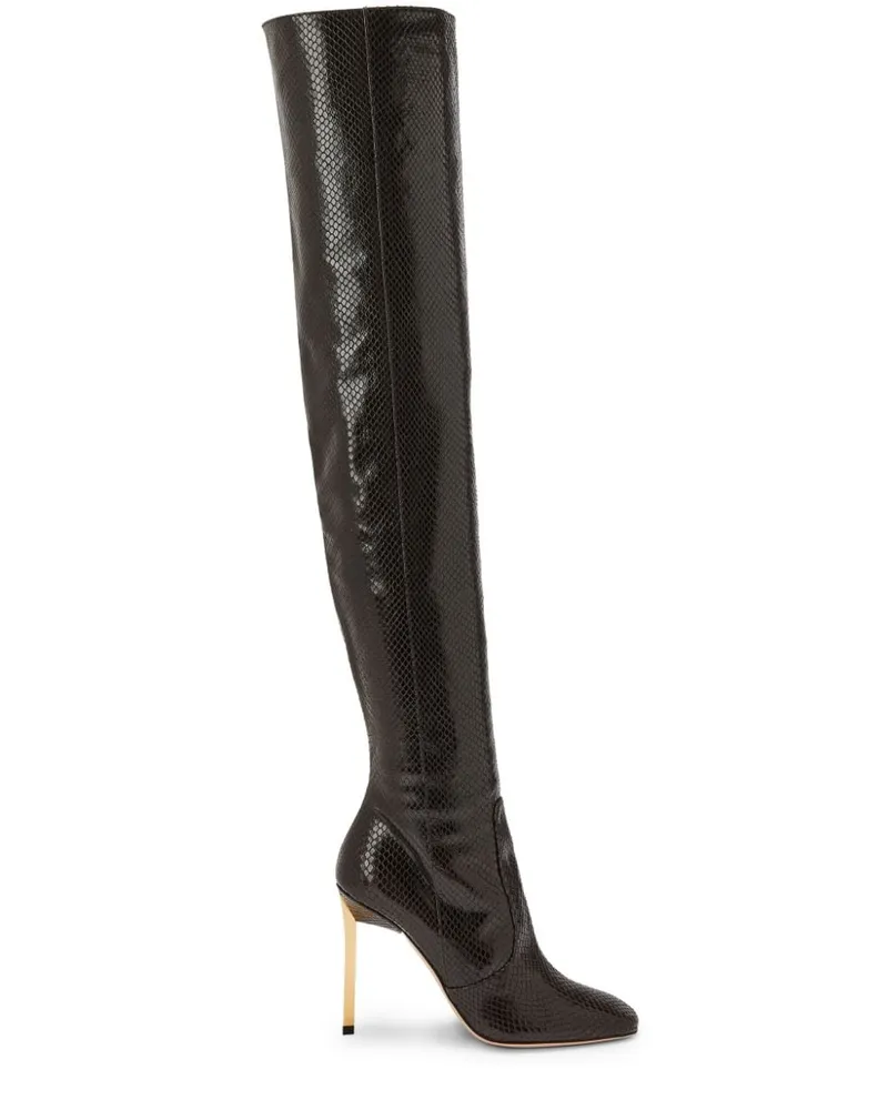 Tom Ford Overknee-Stiefel in Schlangenleder-Optik, 105mm - Braun Braun