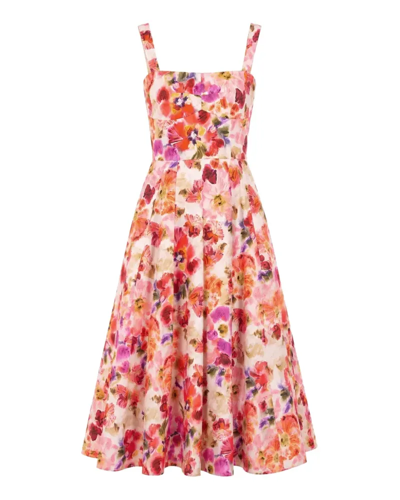 Saloni Sabrina floral-print midi dress - Rosa Rosa